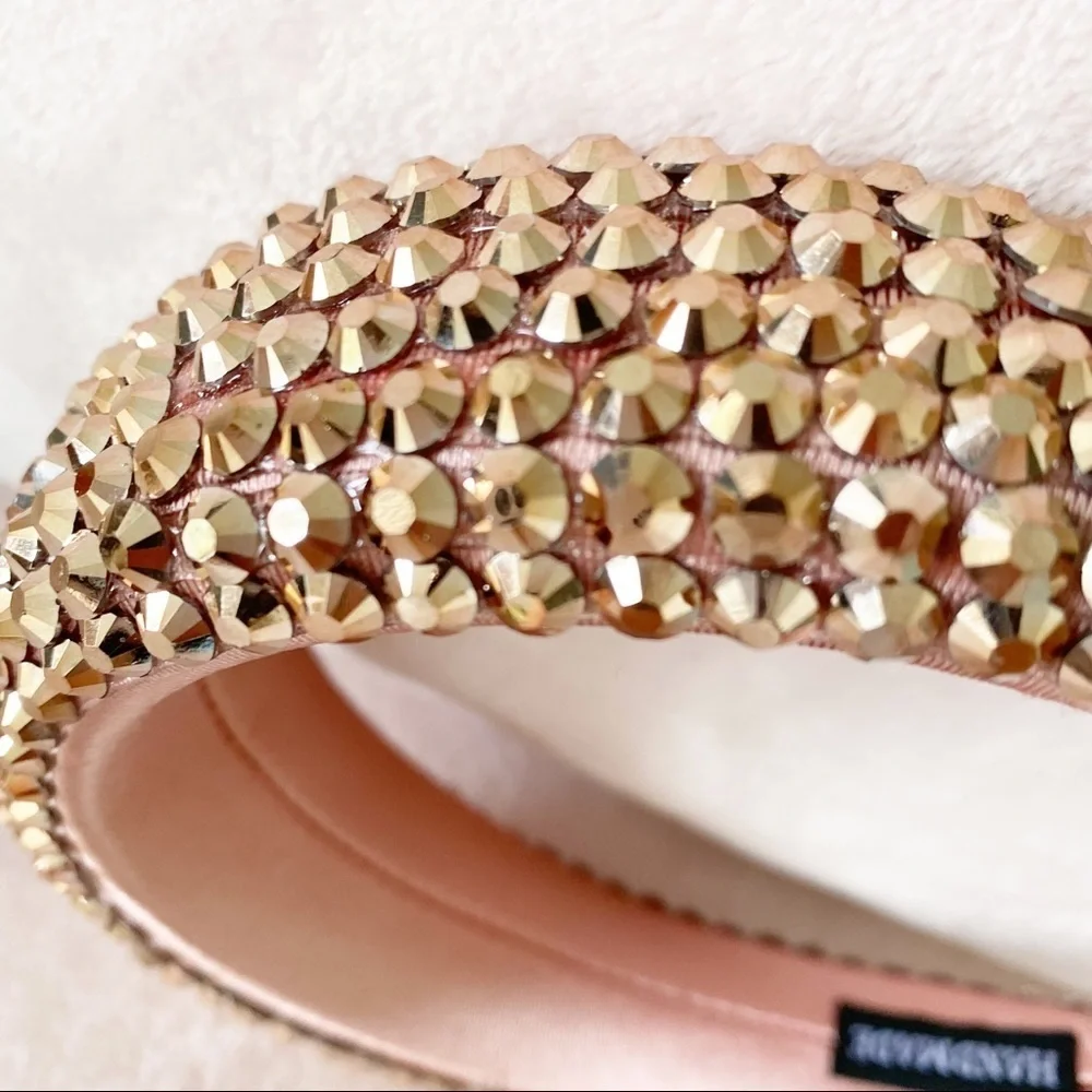 NWOT Rose Gold Headband Pink Sparkly Jeweled Padded Spring Wedding